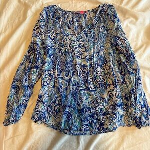 Lilly Pulitzer Willa Top | Size XS | Animals Blue